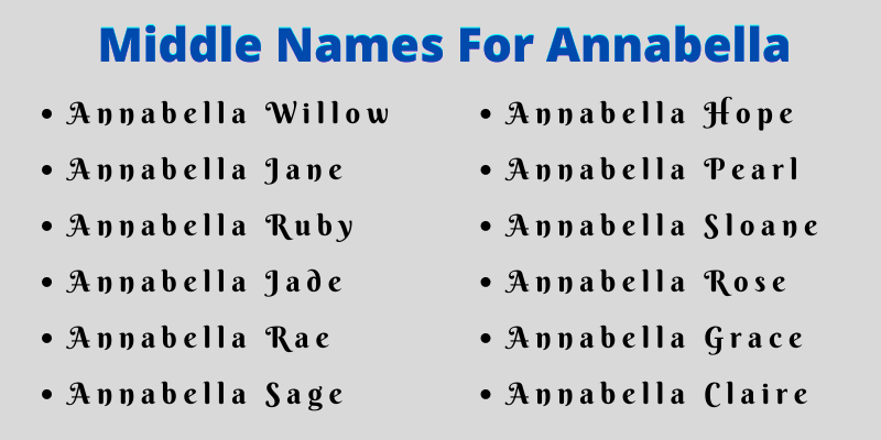 400 Classy Middle Names For Annabella
