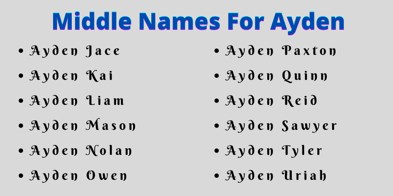 Middle Names For Ayden