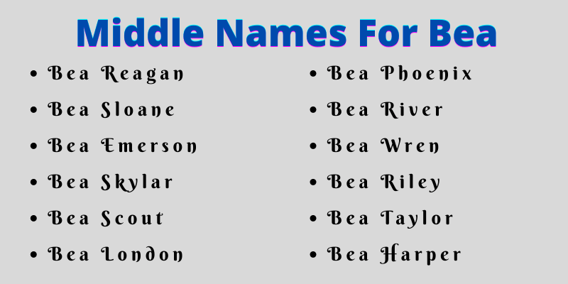 400 Best Middle Names For Bea