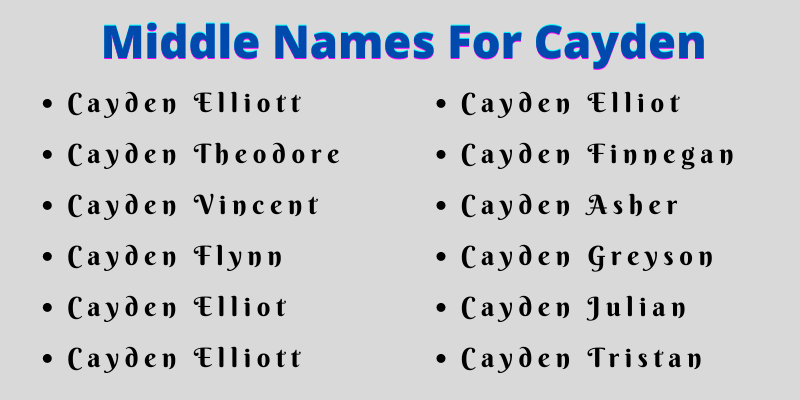 400 Best Middle Names For Cayden