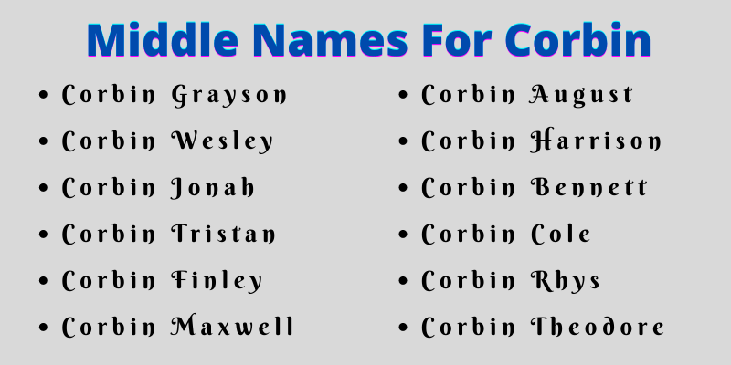 400 Classy Middle Names For Corbin