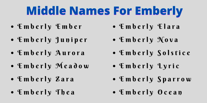 Middle Names For Emberly
