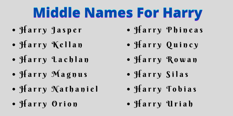 400 Classy Middle Names For Harry