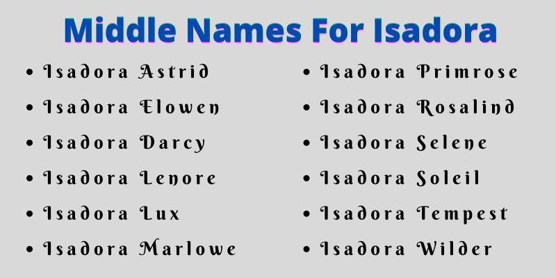 400 Classy Middle Names For Isadora