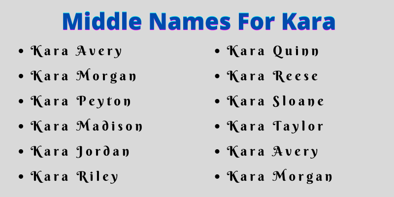 400 Unique Middle Names For Kara