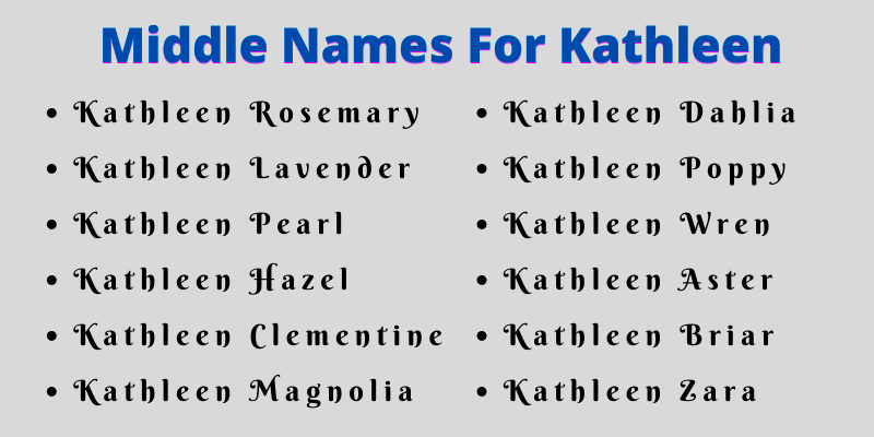  400 Unique Middle Names For Kathleen