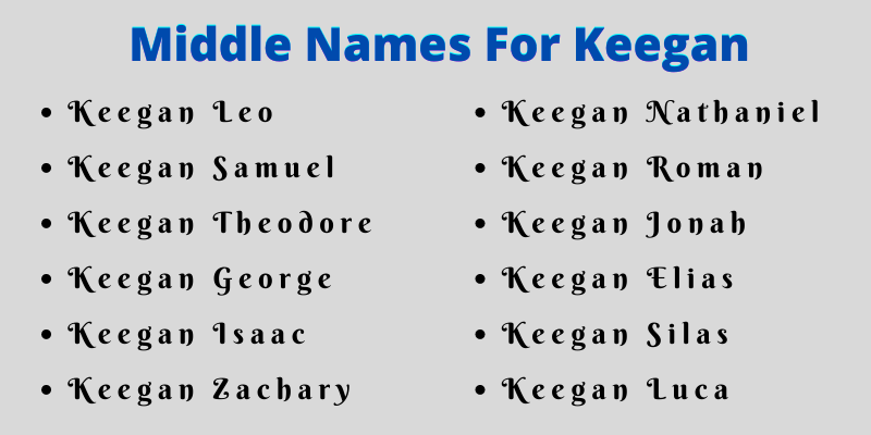 400 Middle Names For Keegan