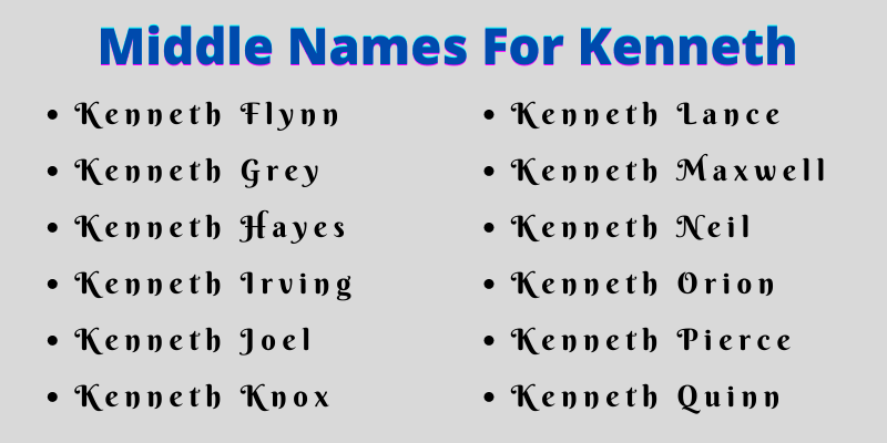 400 Best Middle Names For Kenneth