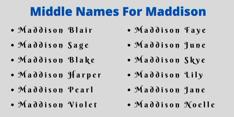 400 Best Middle Names For Maddison