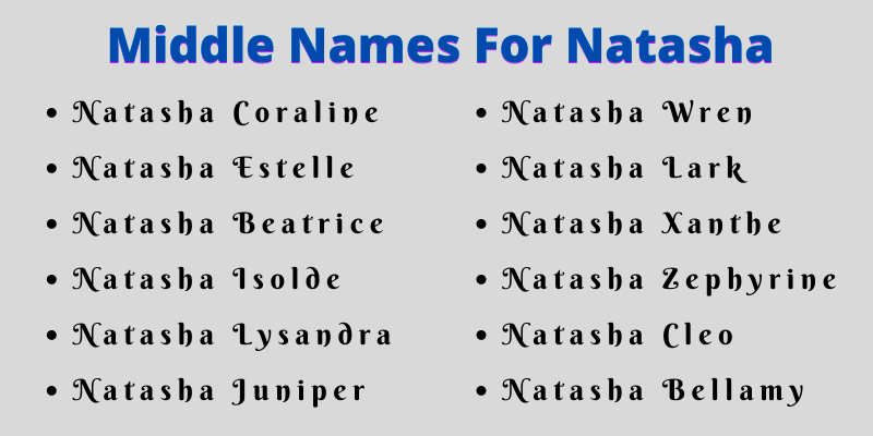 400 Amazing Middle Names For Natasha