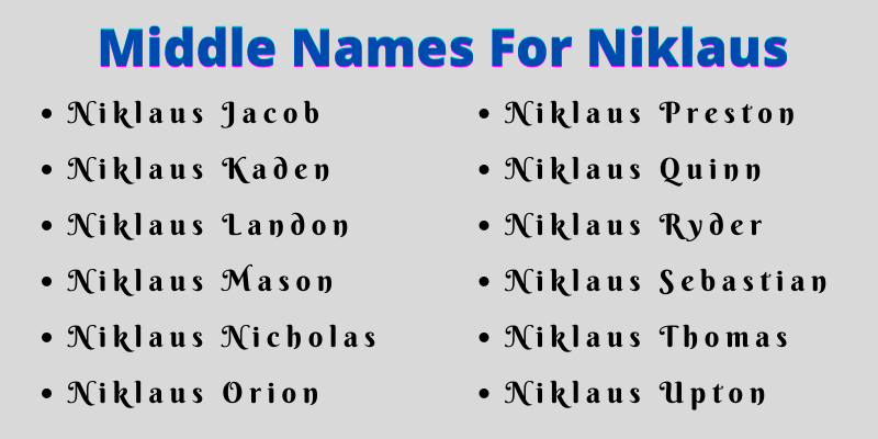 400 Middle Names For Niklaus