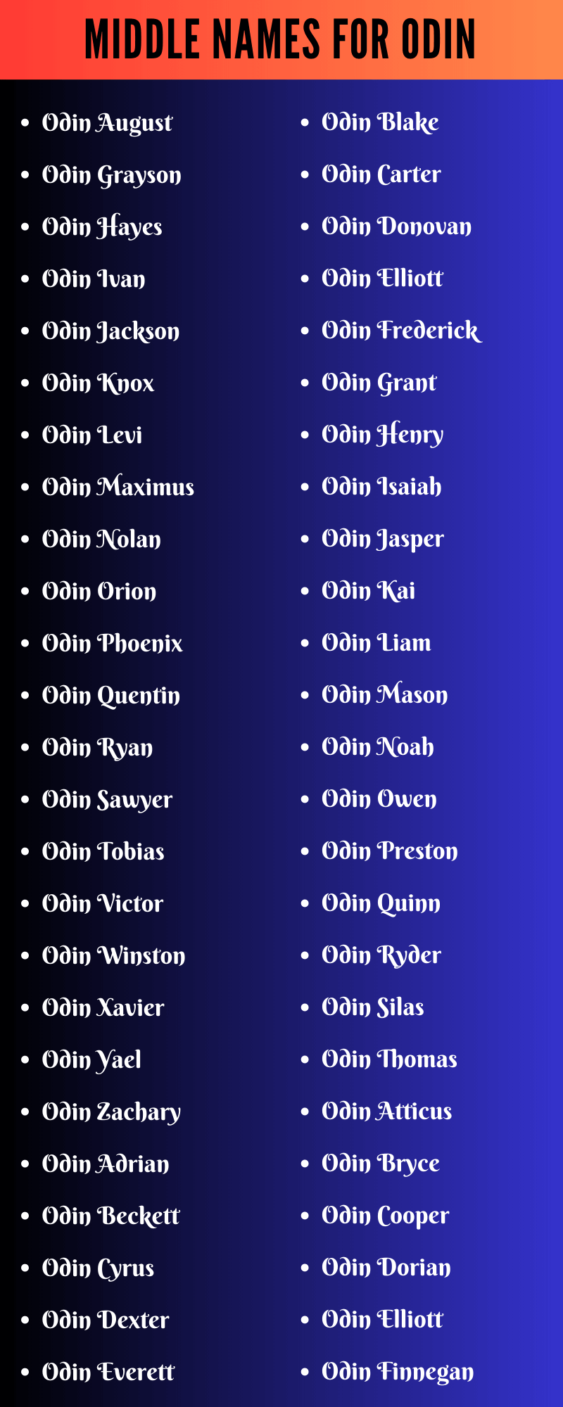 Middle Names For Odin