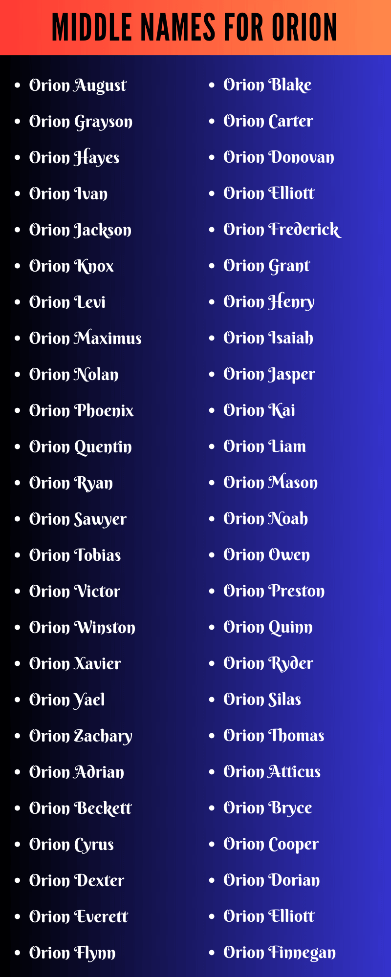 Middle Names For Orion