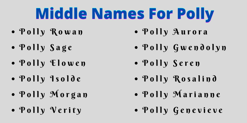 400 Cute Middle Names For Polly