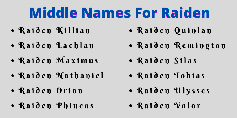 Middle Names For Raiden