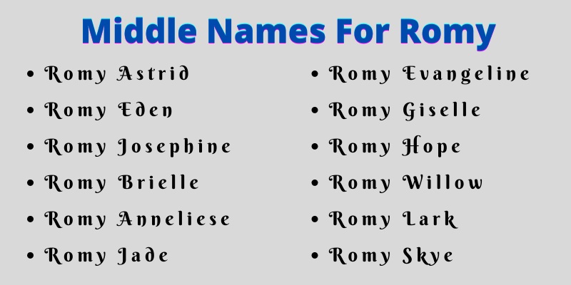 400 Amazing Middle Names For Romy