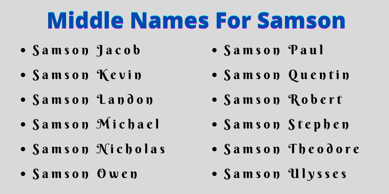 400 Cute Middle Names For Samson