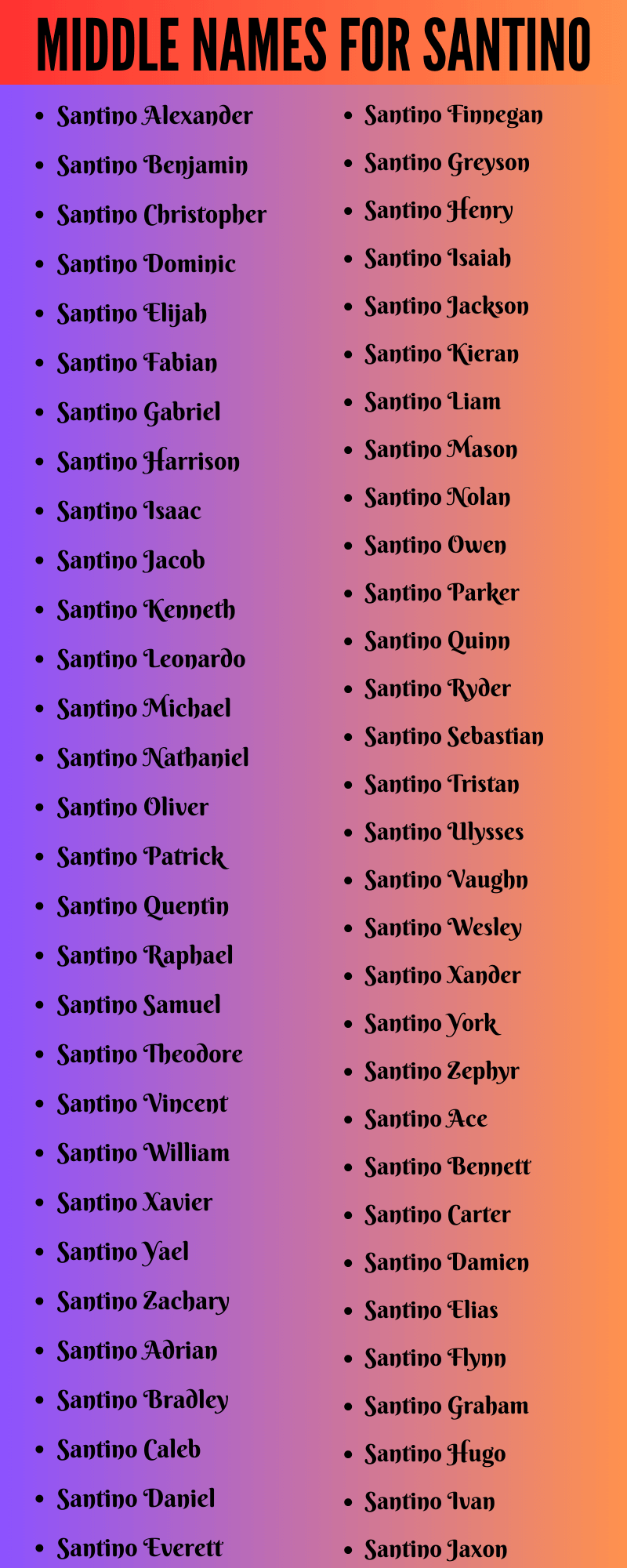 400 Classy Middle Names For Santino
