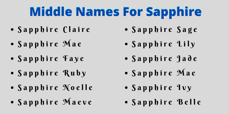 400 Middle Names For Sapphire