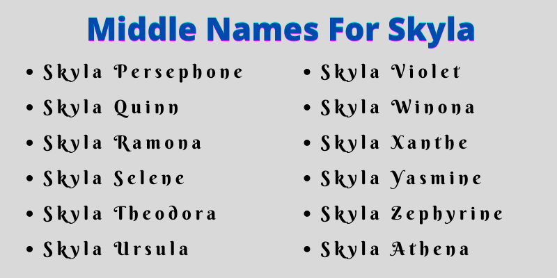 400 Classy Middle Names For Skyla