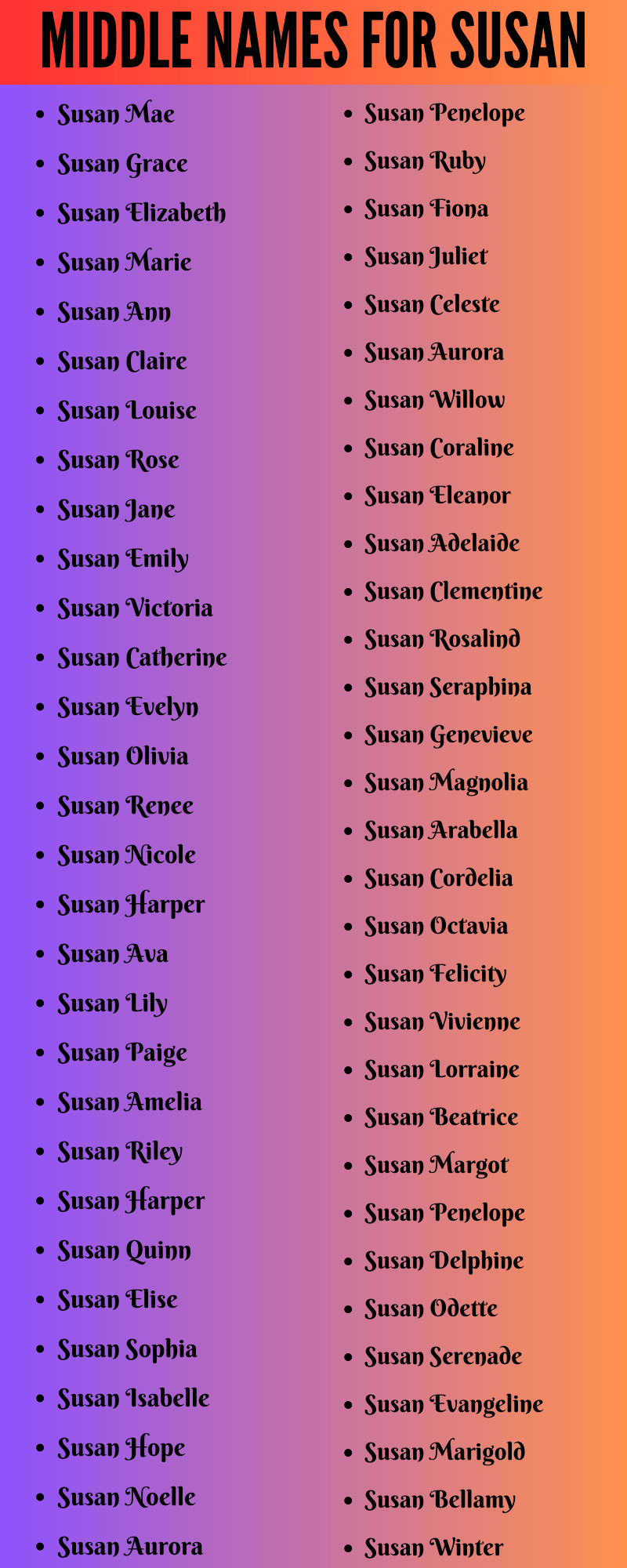 400 Amazing Middle Names For Susan