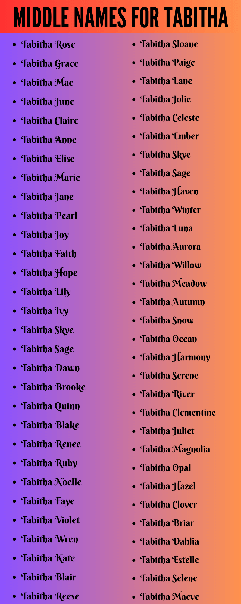 Middle Names For Tabitha