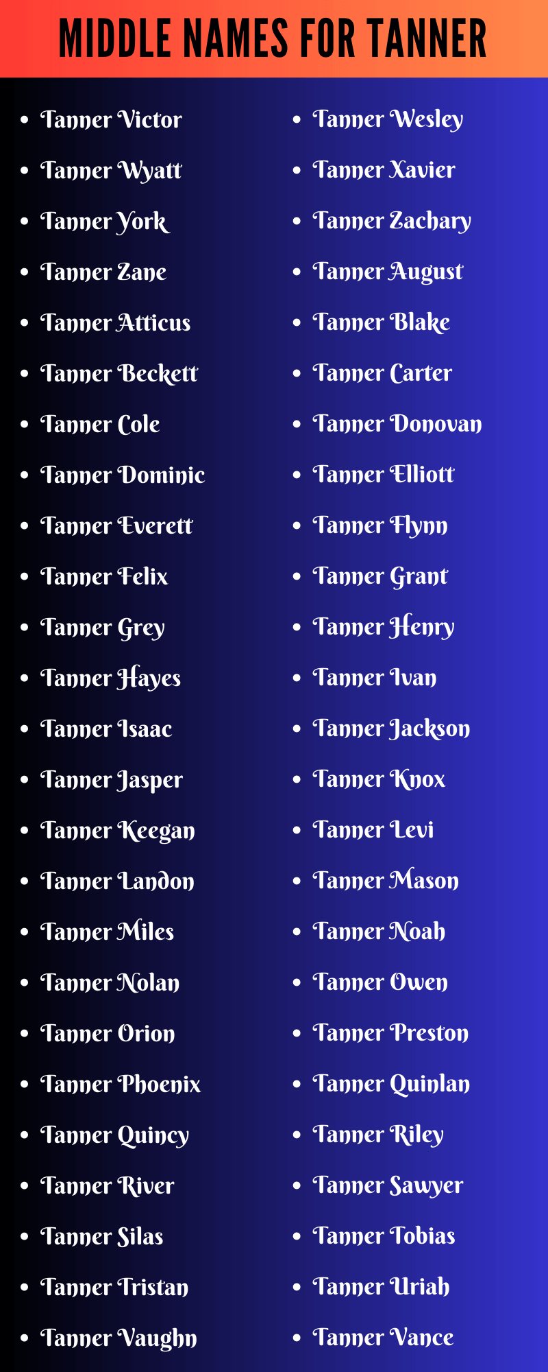 Middle Names For Tanner