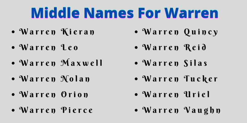 400 Classy Middle Names For Warren