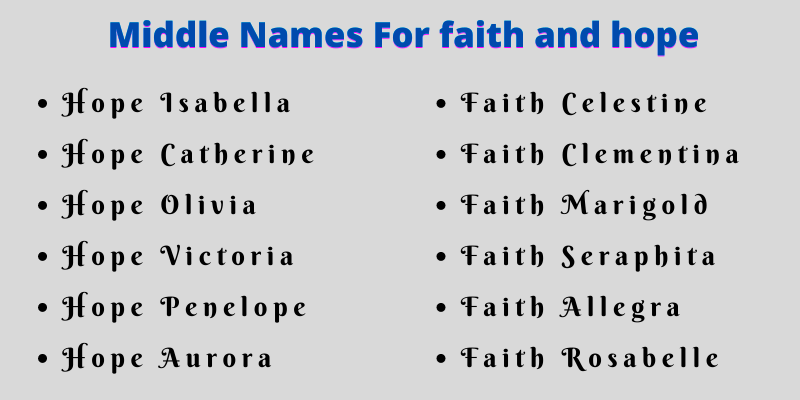 400 Unique Middle Names For Faith and Hope