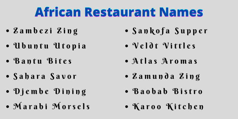 African Restaurant Names