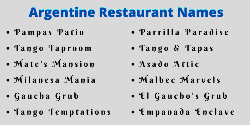 Argentine Restaurant Names