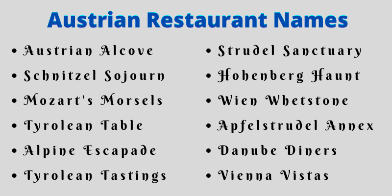 Austrian Restaurant Names