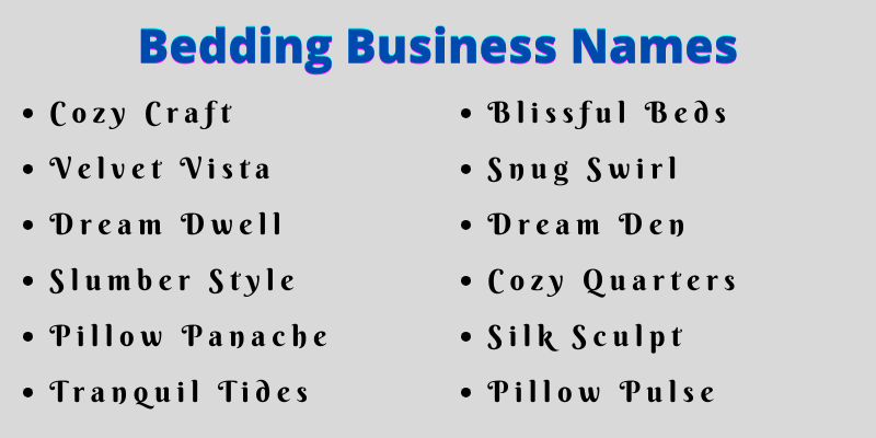 Bedding Business Names