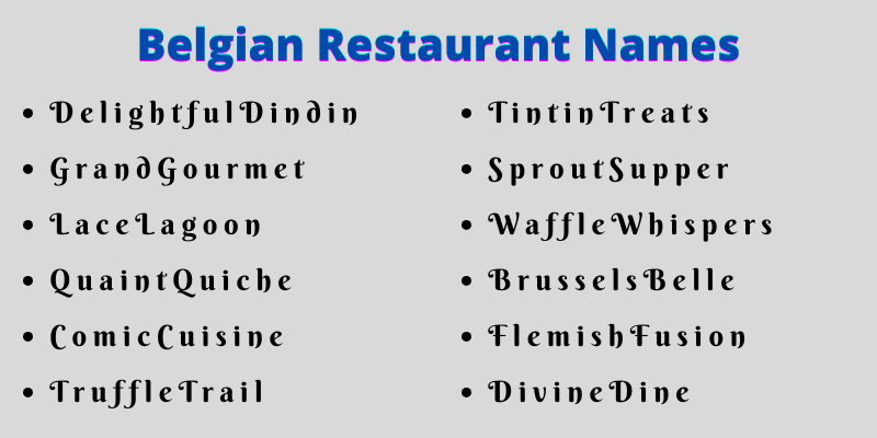 Belgian Restaurant Names