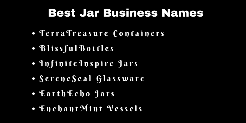 Jar Business Names