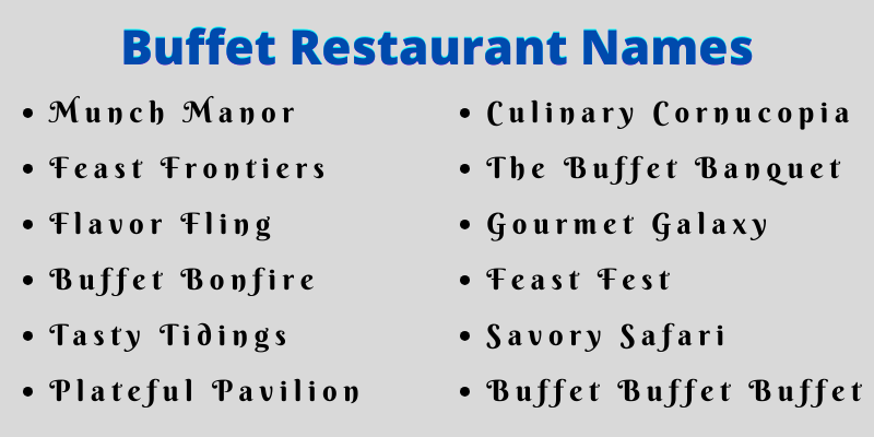 Buffet Restaurant Names