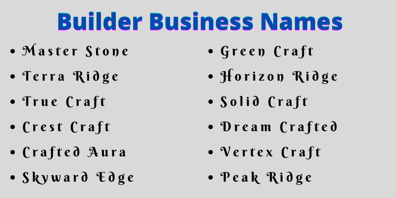 Builder Business Names
