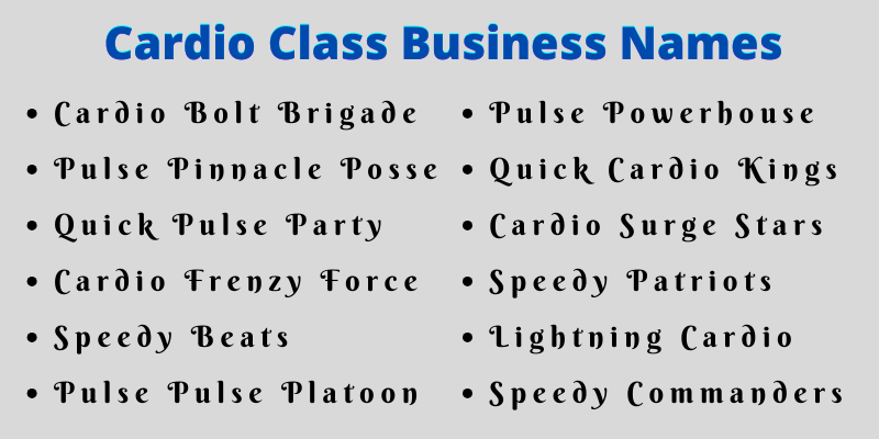 Cardio Class Business Names