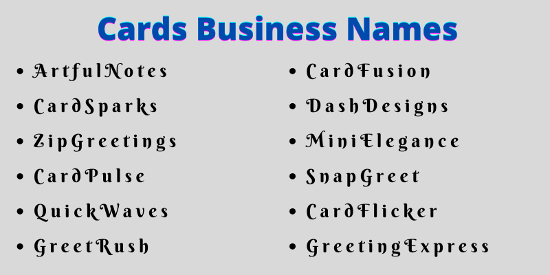 Cards Business Names