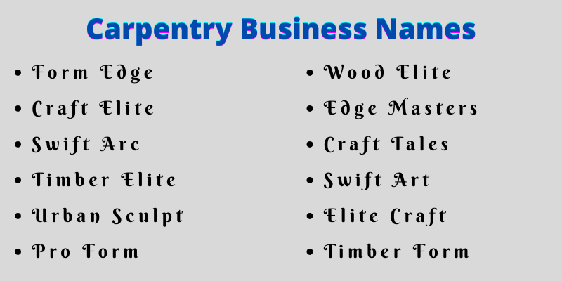 Carpentry Business Names