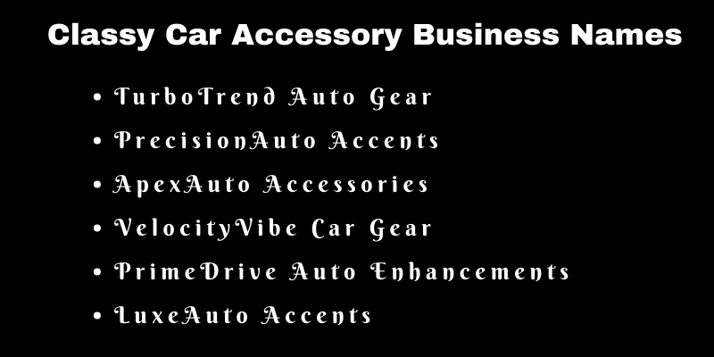 Car Accessory Business Names