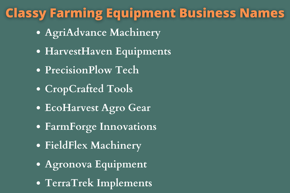 Farming Equipment Business Names