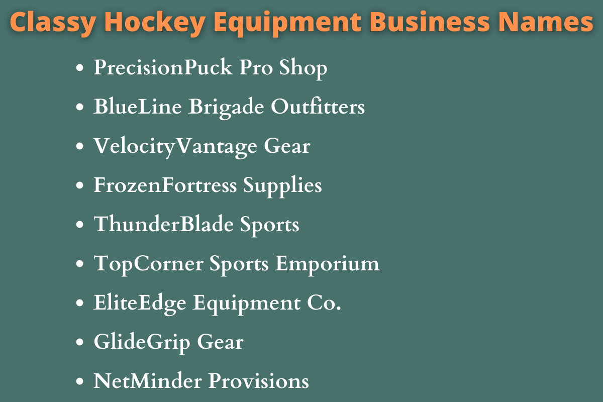 700 Creative Hockey Equipment Business Names