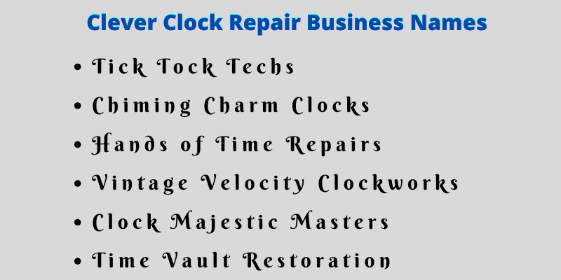Clock Repair Business Names