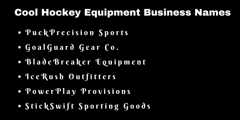 Hockey Equipment Business Names