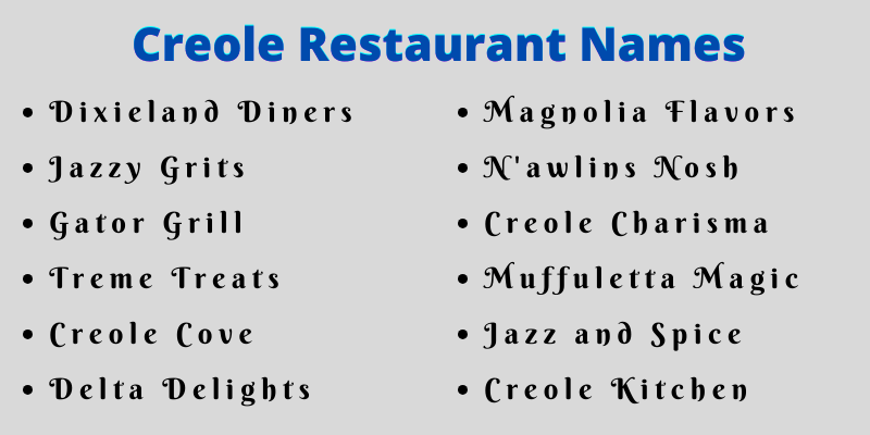 Creole Restaurant Names