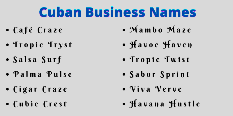 Cuban Business Names