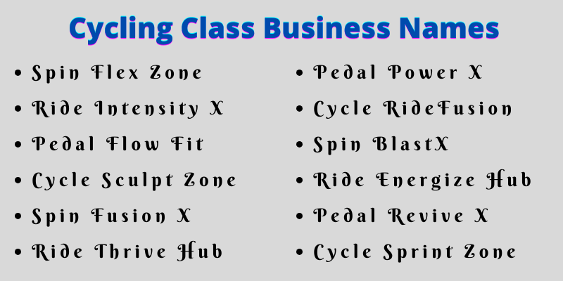 Cycling Class Business Names