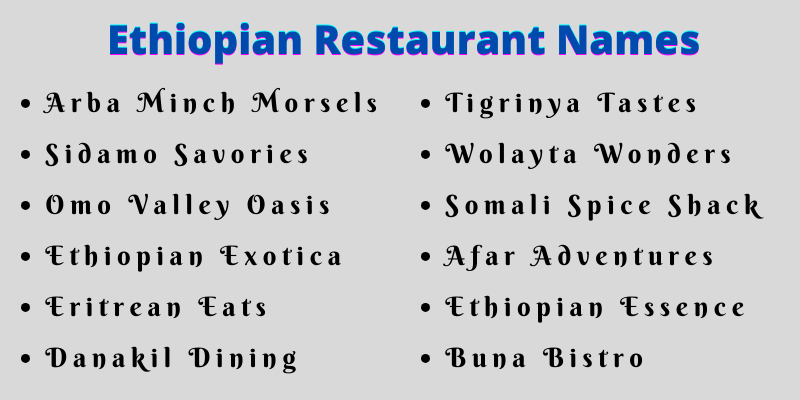 Ethiopian Restaurant Names