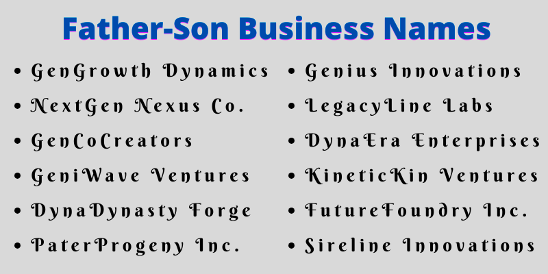 Father-Son Business Names